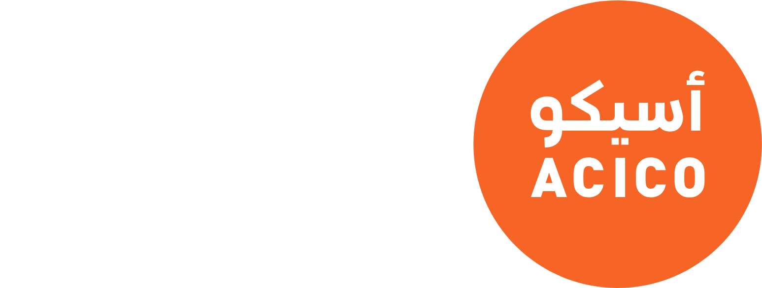ACICO Industries Company logo fulle size on a dark background (transparent PNG)