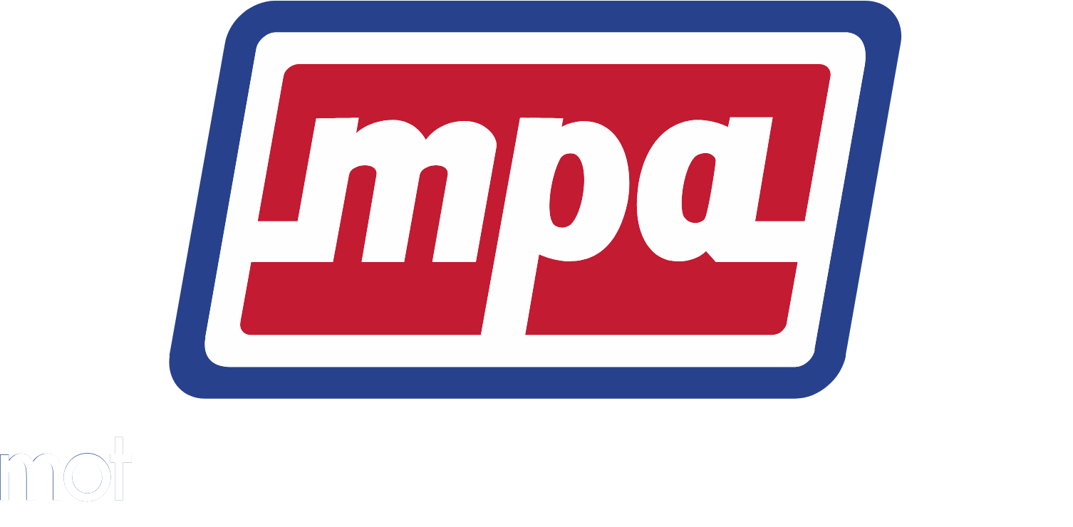 Motorcar Parts of America logo fulle size on a dark background (transparent PNG)