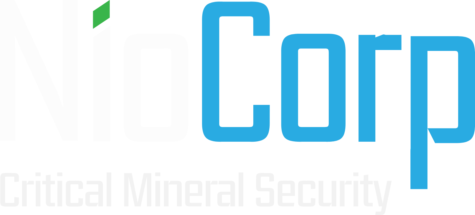 NioCorp Developments Logo groß für dunkle Hintergründe (transparentes PNG)