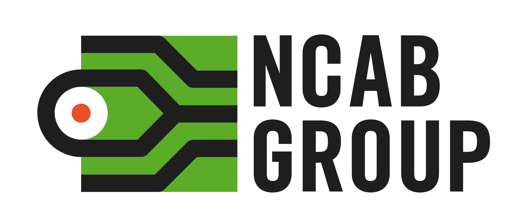 NCAB Group AB logo fulle size on a dark background (transparent PNG)