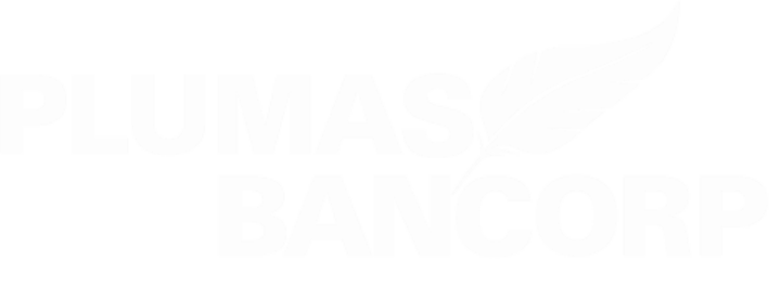 Plumas Bancorp logo large for dark backgrounds (transparent PNG)