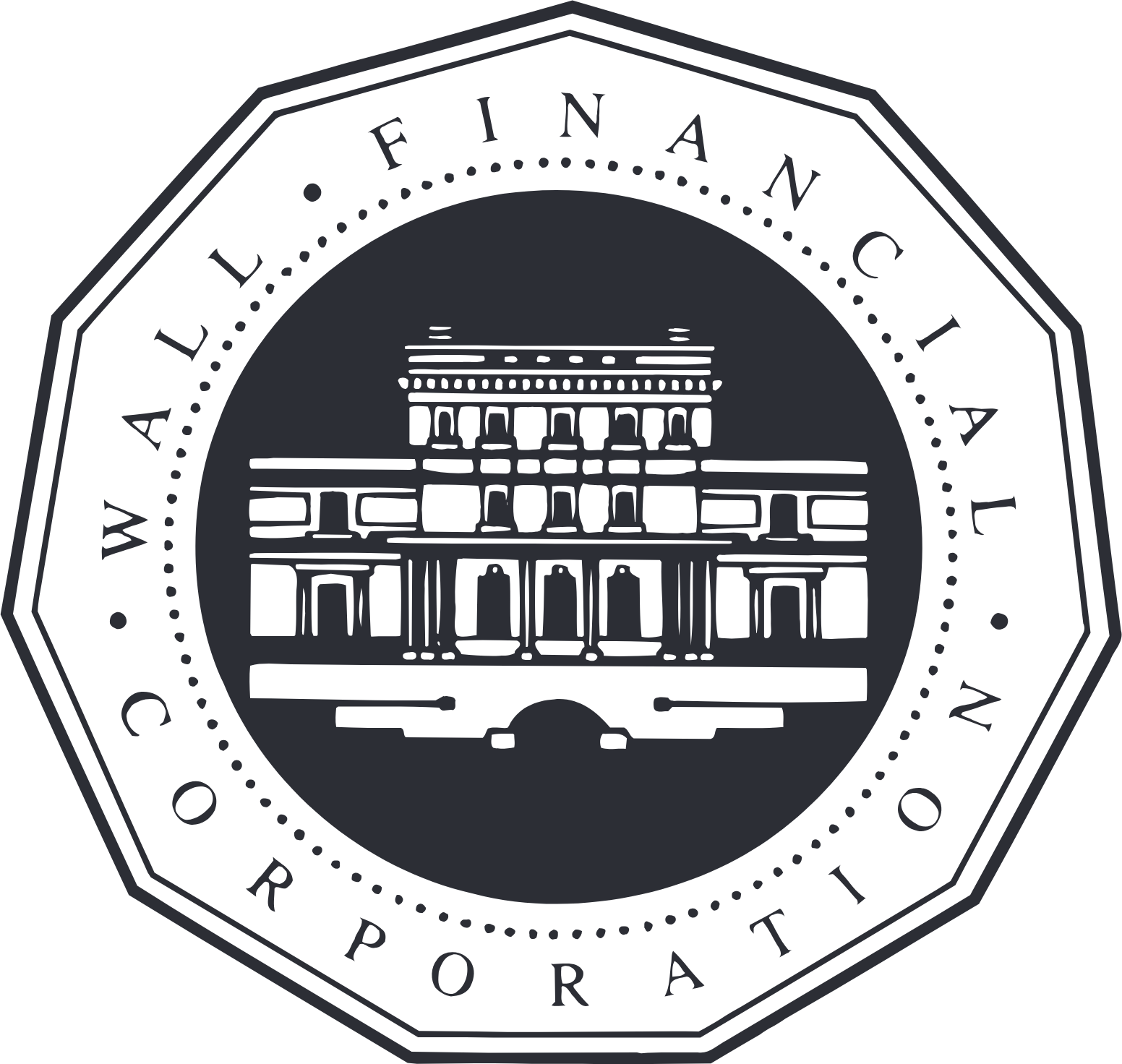 Wall Financial Corporation Logo für dunkle Hintergründe (transparentes PNG)